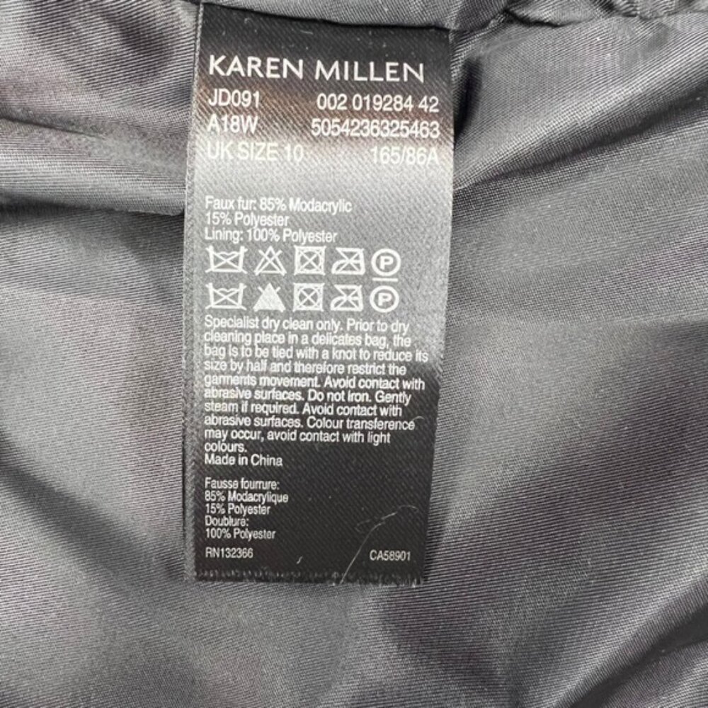 NWT KAREN MILLEN Super-Soft Faux Fur Leopard Print Lined Jacket w Pockets Sz 6 - Picture 16 of 16